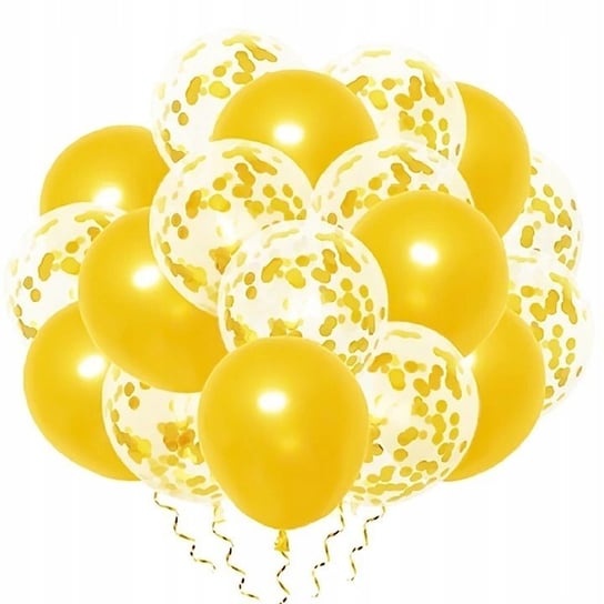 Balony gumowe stare złoto z konfetti 20szt Brexitaw