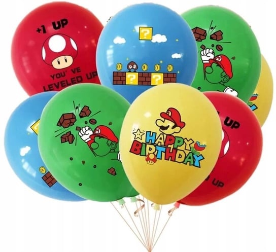 Balony Gumowe Z Nadrukiem Mario (8 Szt.) ImprezCzas