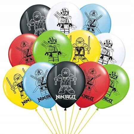 Balony gumowe z nadrukiem Ninjago (12 szt.) PartyPal