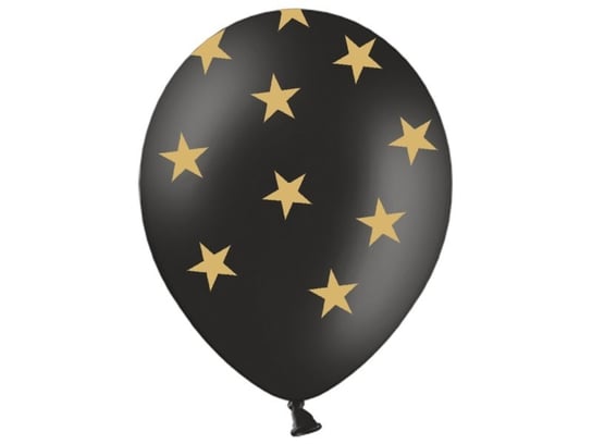 Balony, gwiazdki, 14", czarno-złote, 6 sztuk PartyDeco