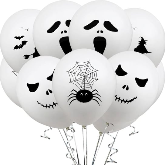 Balony Halloween Duch Pająk Maska Zestaw 10 Szt Hopki