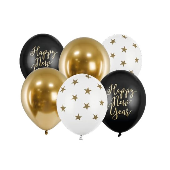Balony HAPPY NEW YEAR - 6 sztuk Sylwester OCHprosze