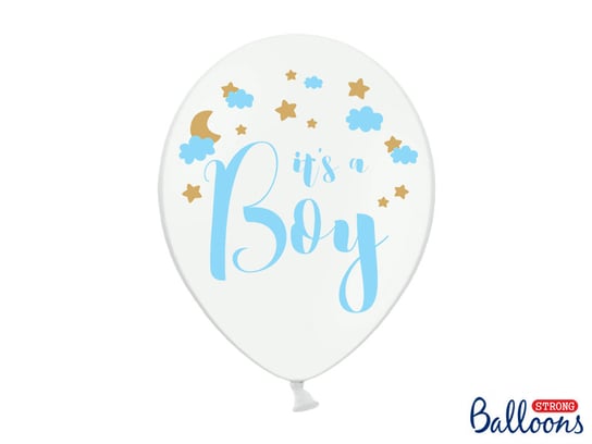 Balony, It's a Boy, 12", białe, 50 sztuk PartyDeco