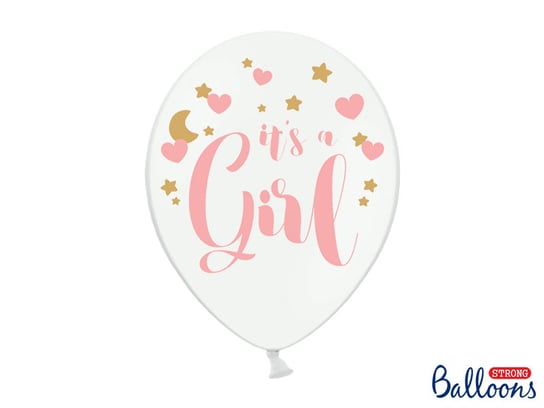 Balony, It's a Girl, 12", białe, 50 sztuk PartyDeco