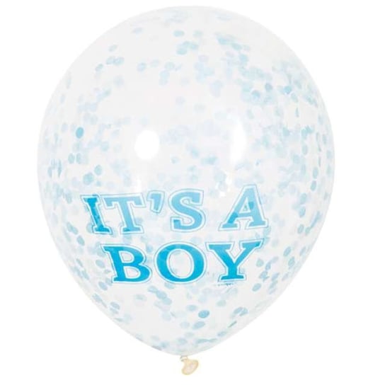 Balony, Its a Boy z konfetti, 12", 6 sztuk Unique
