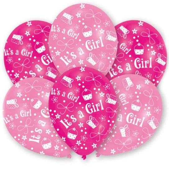 Balony, Its a Girl, 11", różowe, 6 sztuk Amscan