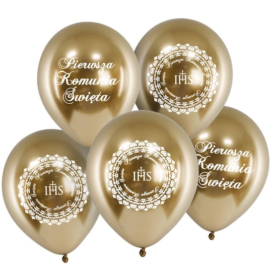 Balony komunijne chrom złote z efektem lustrzanym 5 szt. somgo