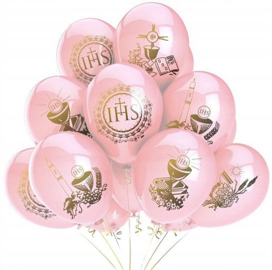 Balony komunijne delikatne różowe 20 szt. somgo