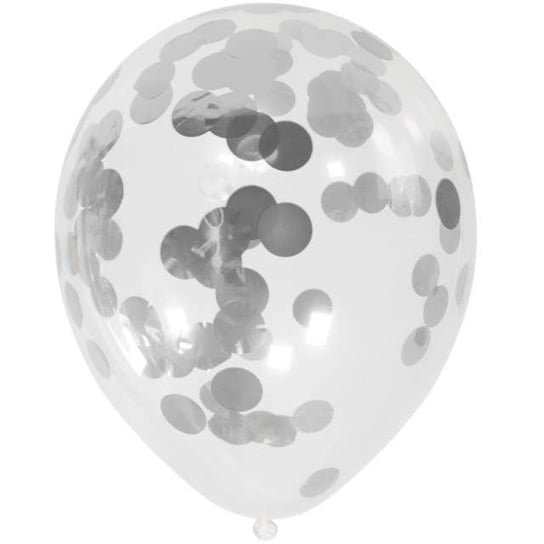 Balony, konfetti, 12", srebrne, 4 sztuki Folat