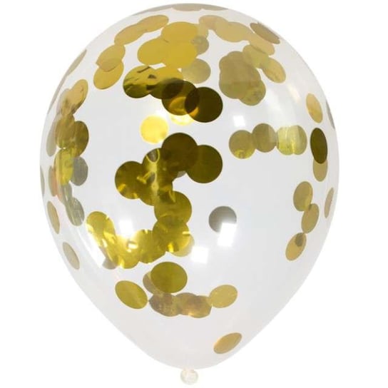 Balony, konfetti, 12", złote, 4 sztuki Folat