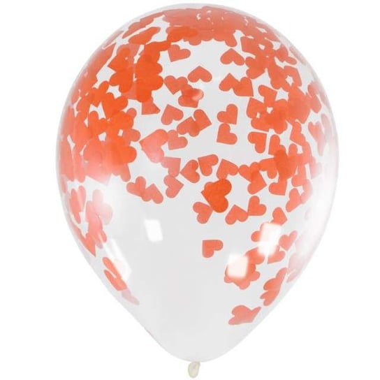 Balony, konfetti - serca, 12", pomarańczowe, 4 sztuki Folat