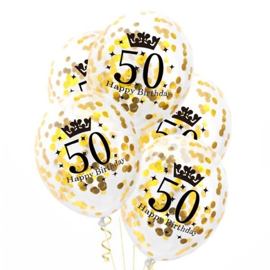 Balony konfetti złote 50 urodziny 30cm - 5 sztuk PartyPal