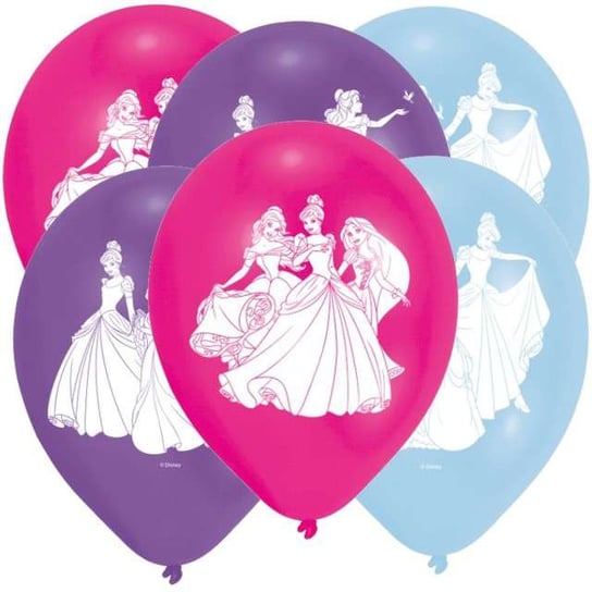 Balony, Księżniczki Disneya, pastel mix, 9", 6 sztuk Amscan