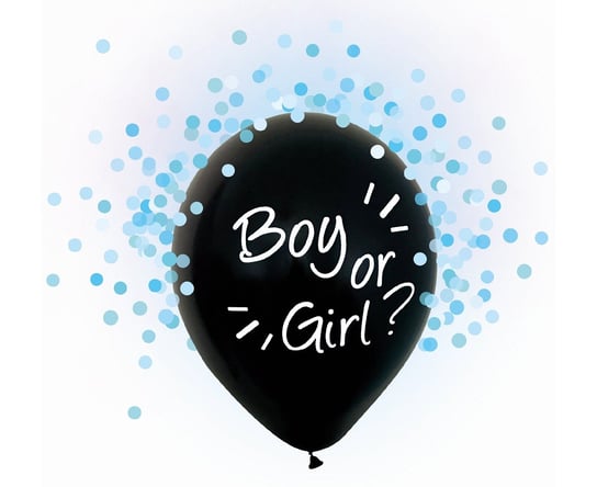 Balony lateksowe, Boy Or Girl, niebieskie konfetti, 12", 4 sztuki Gemar