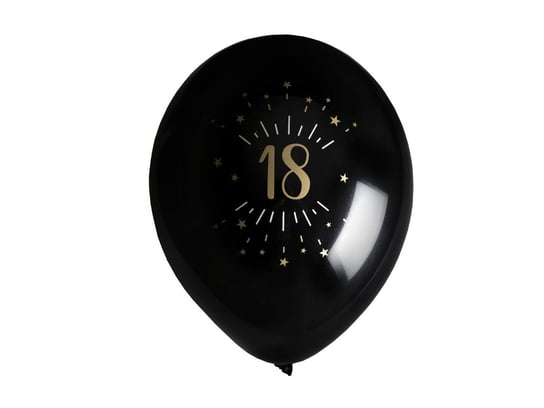 Balony lateksowe czarne z nadrukiem 18 - 23 cm - 8 szt. SANTEX