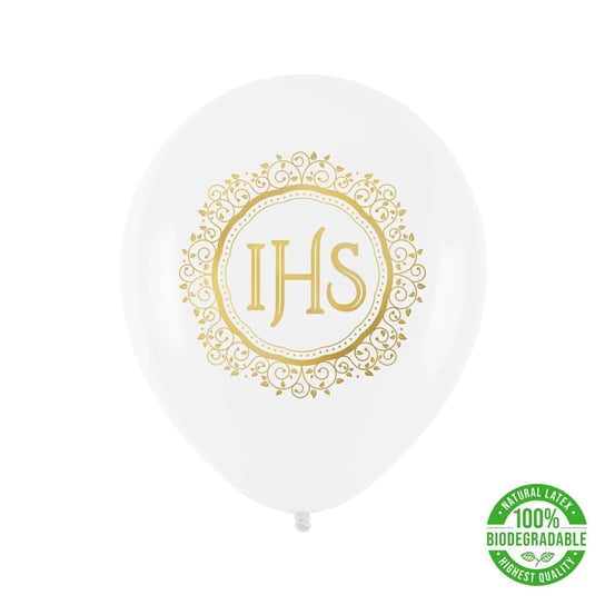 Balony lateksowe komunijne IHS biało-złote 100szt PartyPal