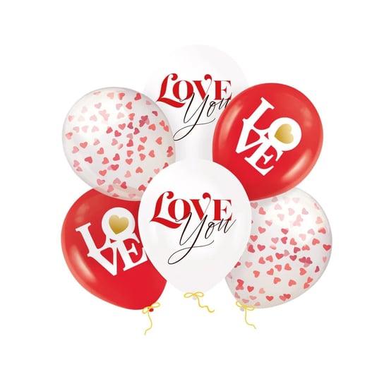Balony lateksowe Love konfetti, 30 cm 6 szt. Inna marka