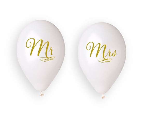 Balony lateksowe, Mr i Mrs z wężykiem, 13", białe, 4 sztuki Gemar