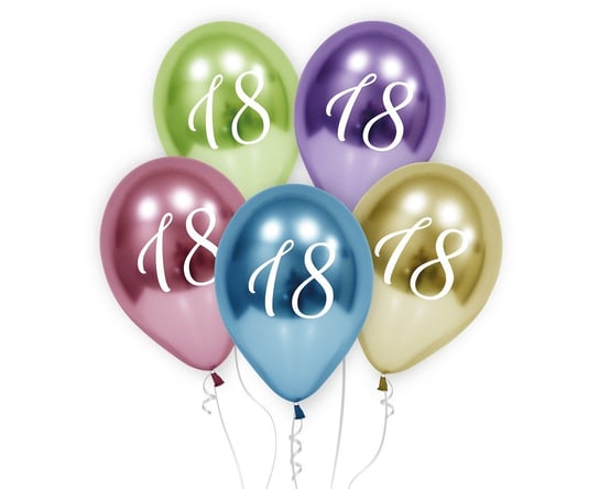 Balony lateksowe na osiemnastkę 18 urodziny 5 szt na hel ozdoba dekoracja ABC