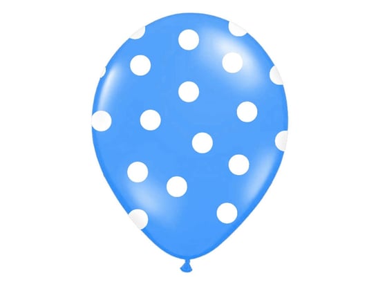 Balony lateksowe niebieskie w białe kropki - 30 cm - 6 szt. PartyDeco