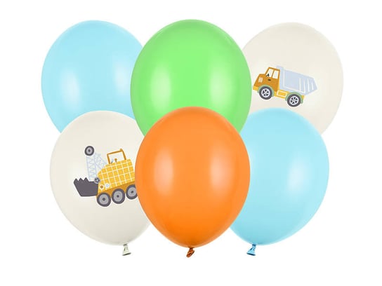 Balony lateksowe Pojazdy budowlane, 30cm, 6 szt. PartyDeco