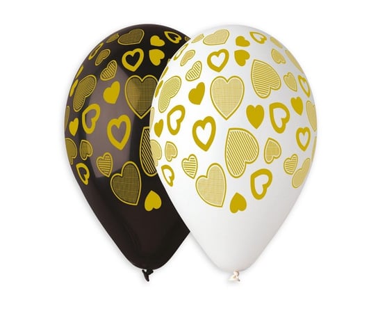 Balony lateksowe Premium, złote serca, 13", mix, 5 sztuk GoDan