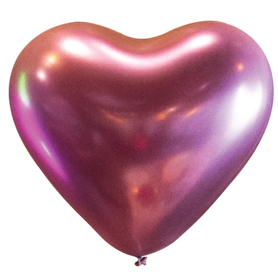 Balony Lateksowe Serca Satin Luxe Chrome Różowe Fuksja 30cm, 50 szt. AMSCAN
