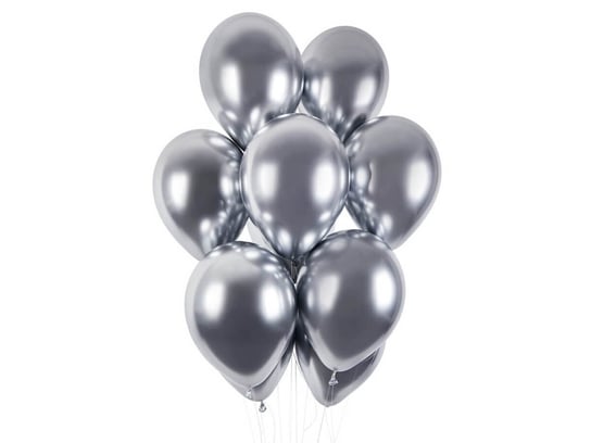 Balony lateksowe shiny srebrne - 33 cm - 5 szt. Gemar