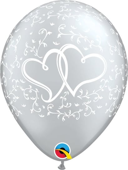 Balony lateksowe srebrne serca na ślub wesele hel Qualatex