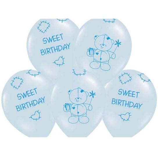 Balony lateksowe, Sweet birthday, 14", niebieskie, 50 sztuk Strong