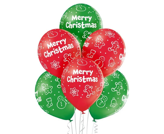 Balony lateksowe świąteczne 12cali Merry Christmas 6sztuk GoDan