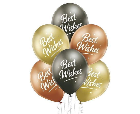 Balony Lateksowe Urodzinowe Metaliczne Z Nadrukiem Best Wishes Dekoracja Ozdoba ABC