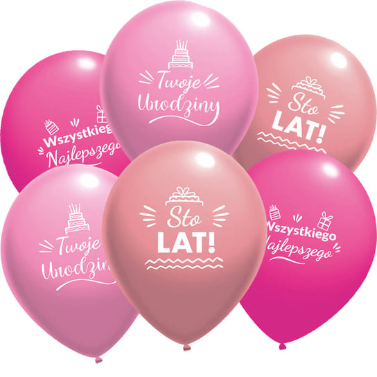 Balony Lateksowe Urodzinowe Mix Różowe Kolory 50 Szt. Ever