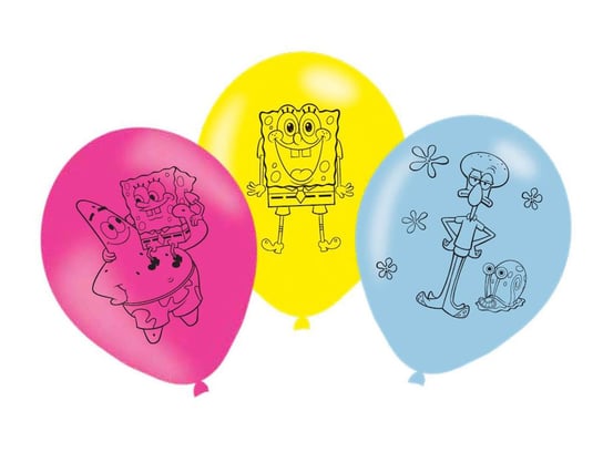 Balony lateksowe urodzinowe Spongebob Kanciastoporty - 27,5 cm - 6 szt. Amscan