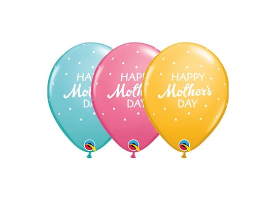 Balony lateksowe z nadrukiem Happy Mother’s Day - 28 cm - 5 szt. Qualatex