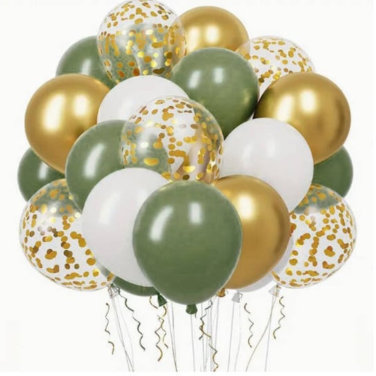 Balony lateksowe zielono-biało-złoty mix 30 cm 20 szt. Mixparty