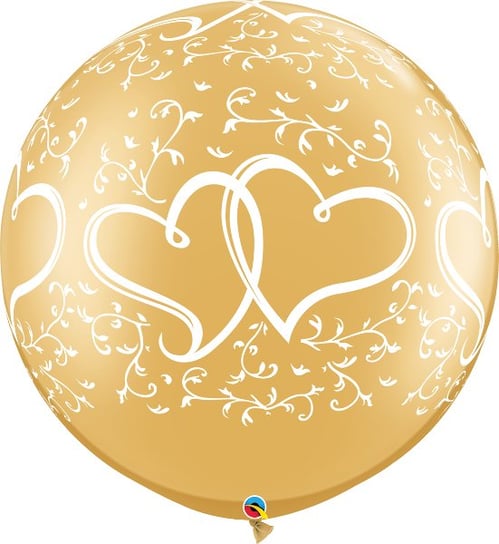 Balony lateksowe złote serca duże na ślub wesele 2 Qualatex