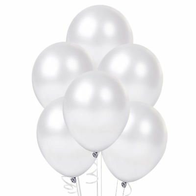 Balony metaliczne, białe perłowe, deep pearl 2x50 szt.(100 szt) somgo