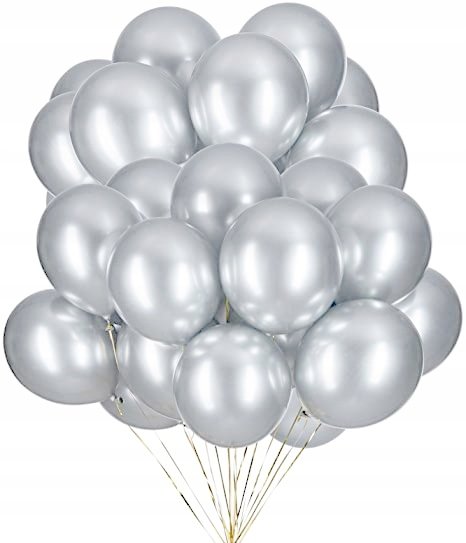 Balony Metaliczne, Srebrne, Silver Grey 50 Szt. somgo