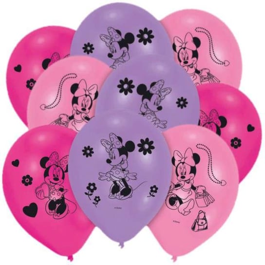 Balony, Minnie Mouse, mix pink, 10", 10 sztuk Amscan