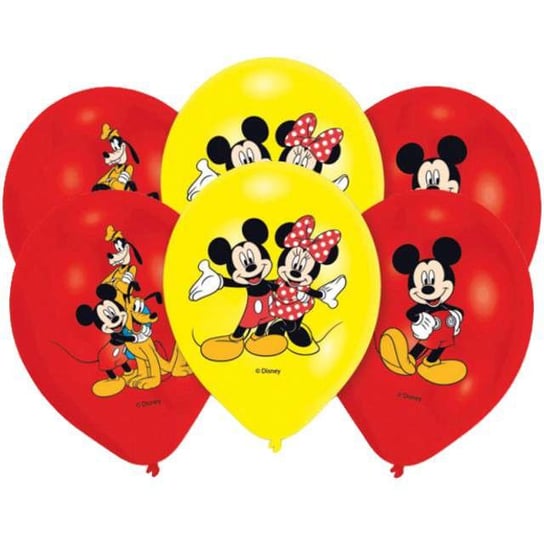 Balony, Myszka Mickey, 11", mix, 6 sztuk Amscan