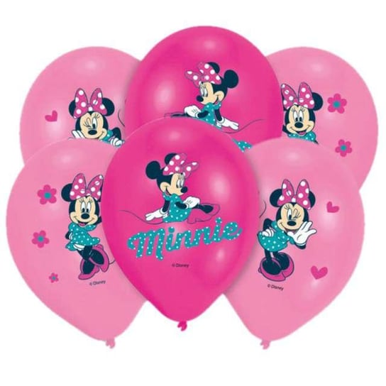 Balony, Myszka Minnie, mix pink, 11", 6 sztuk Amscan