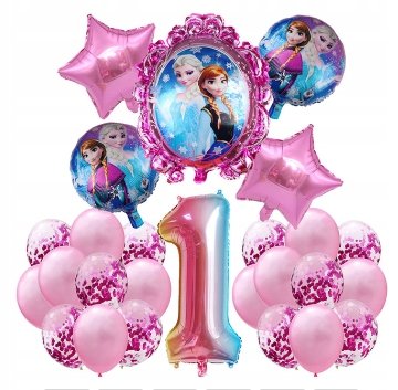 Balony na 1 URODZINY Zestaw - KRAINA LODU - Różowy - 26 szt Inna marka