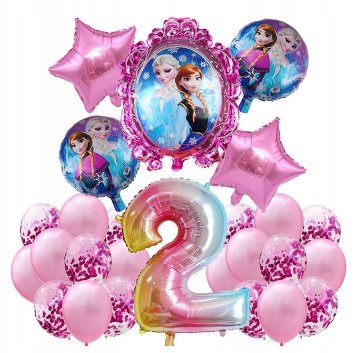 Balony na 2 URODZINY Zestaw - KRAINA LODU - Różowy - 26 szt Inna marka