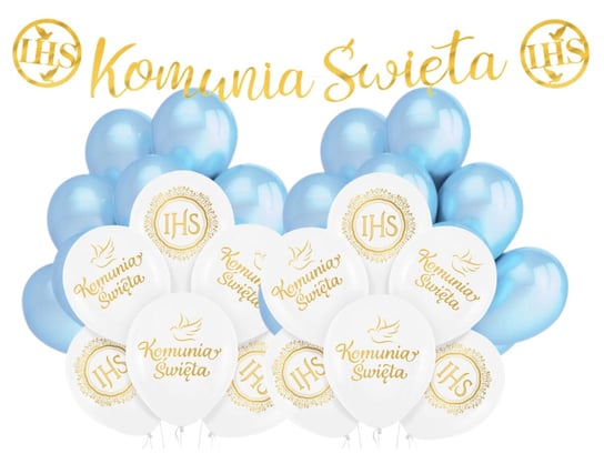 Balony na Komunię Św. IHS błękitne dla Chłopca Dekoracje Komunijne inna (Inny)