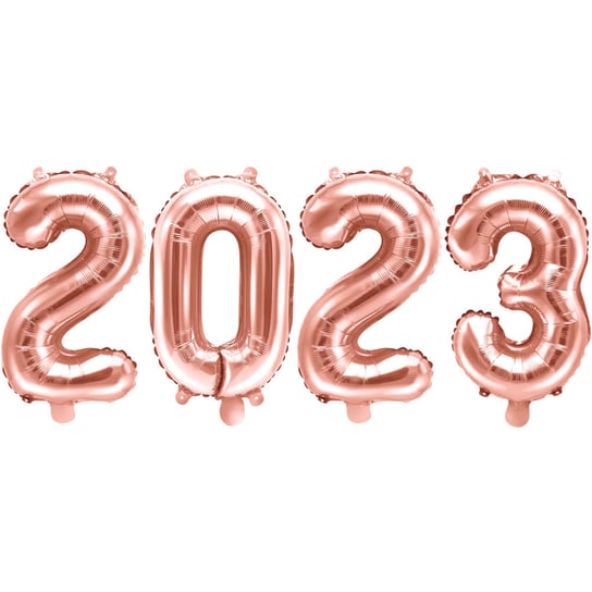Balony Na Sylwestra Różowe Złoto Cyfry 2023 40 Cm Napis Happy New Year Na Powietrze ABC