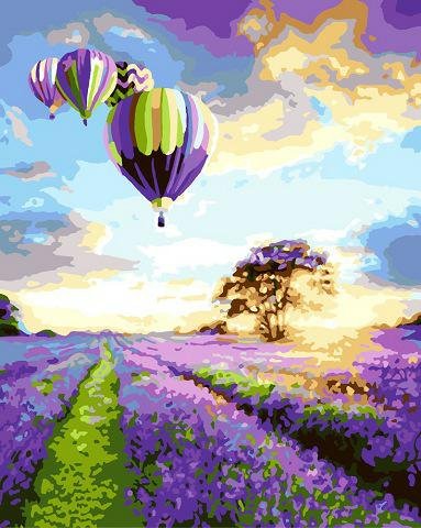 Balony nad lawendowym polem - Malowanie po numerach 30x40 cm ArtOnly