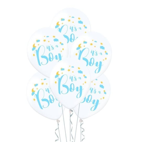 Balony nadruk it's a boy 30 cm - 6 sztuk PartyDeco