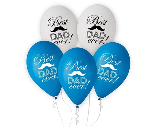 Balony Najlepszy Tata Dzień Ojca Niebieski Biały Prezent Upominek Dekoracja ABC