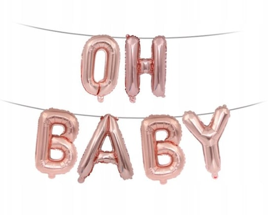 Balony Napis Oh Baby Rose Róż Baby Shower Inna marka